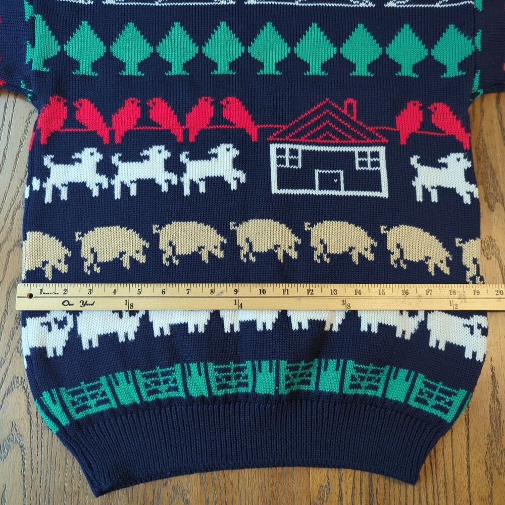 Kotare New Zealand Vintage intarsia sweater wool sheep pig farm animal country - Picture 11 of 16